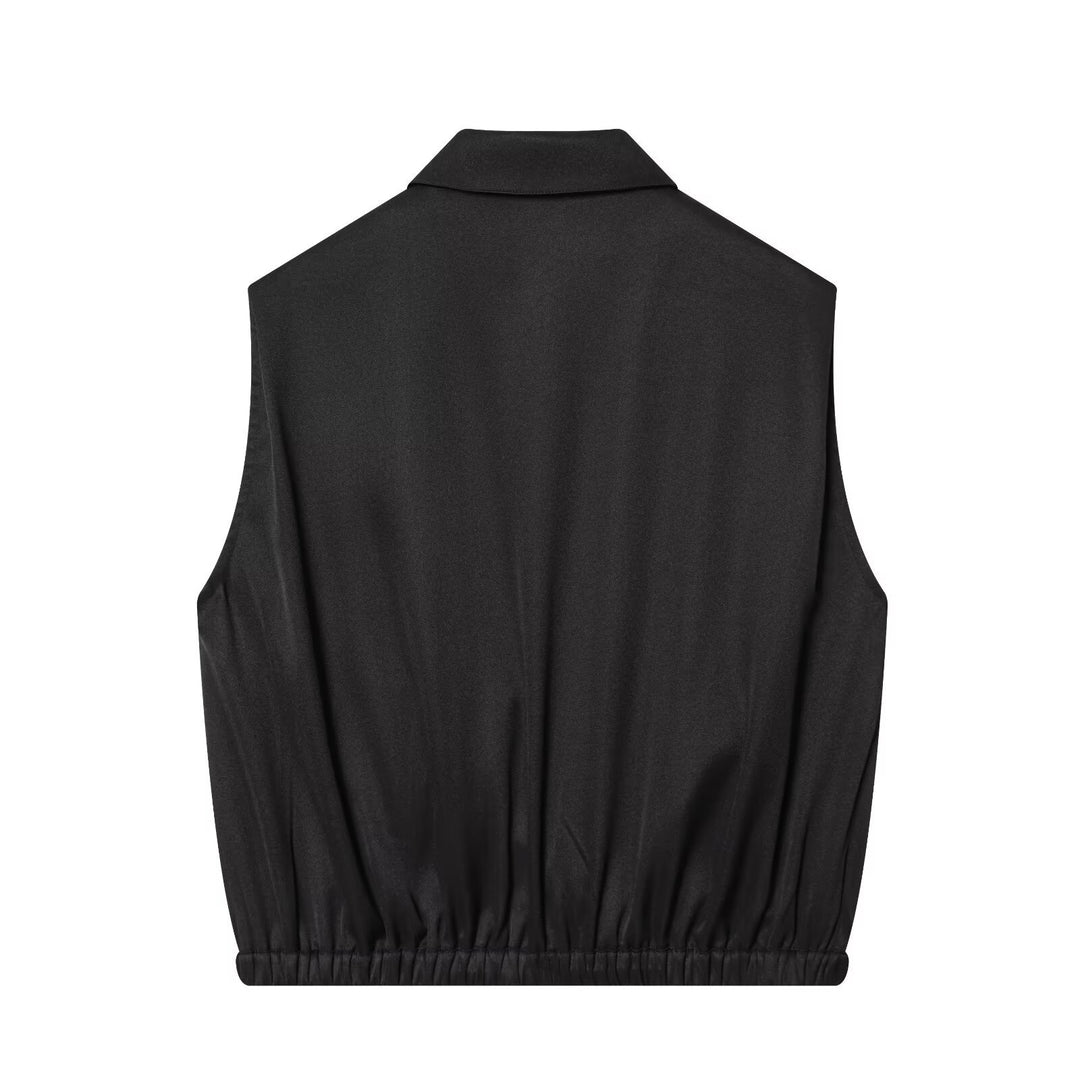 Dame ermeløs Utility Vest med sidelommer og elastisk belte Skjora