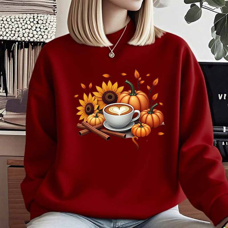 Dame sweatshirt med høstmotiv og spesiell trykk Skjora