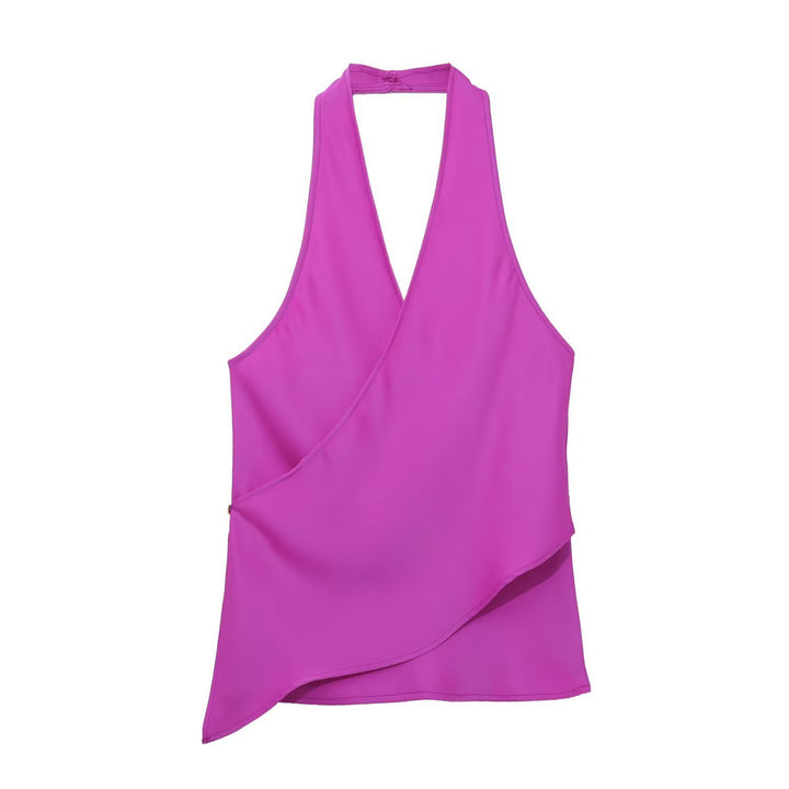 Dame omslagsbluse med V-hals Skjora