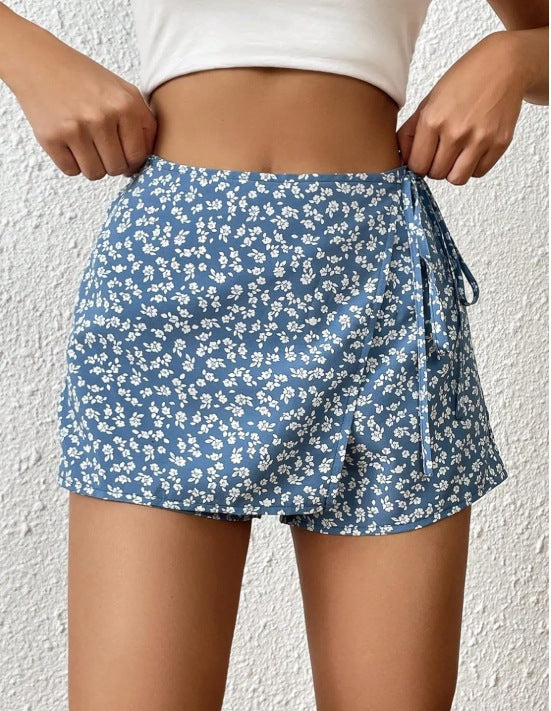Dame Fashion Shorts med blomstertrykk og elastisk midje Skjora
