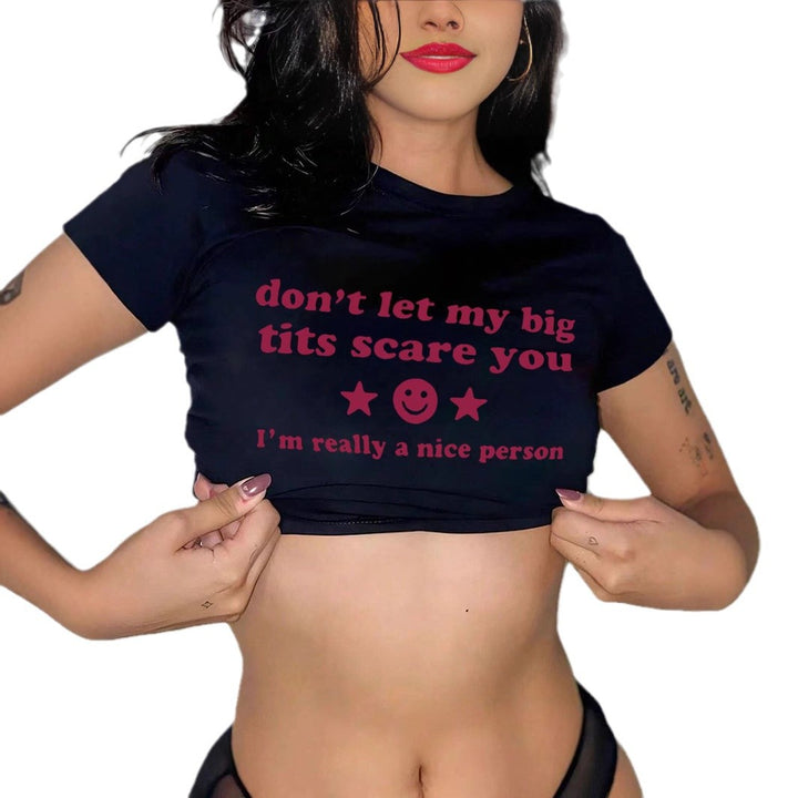 Dame Crop-T-skjorte med inspirerende tekst Skjora
