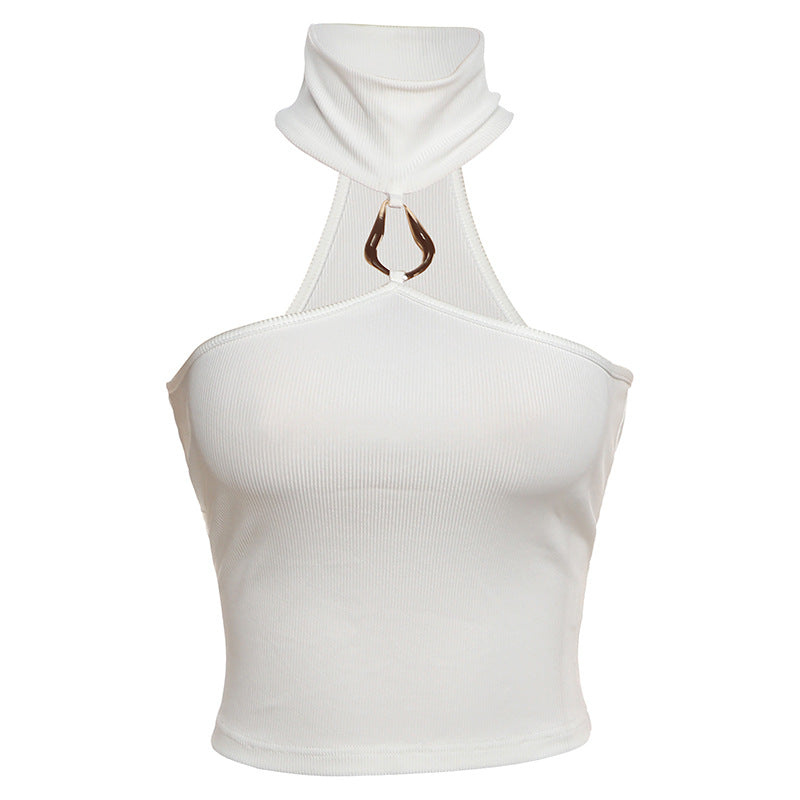 Dame Sporty Crop-Top med stilfull Choker og dekorativ detalj Skjora