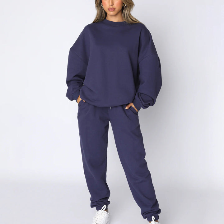 Kvinnens sports fleece sett med børstet innvendig overflate og elastisk midjebånd Skjora
