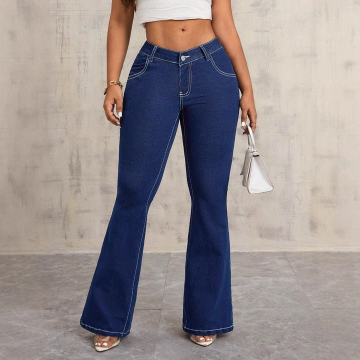 Damen Flared Høyt liv Jeans Skjora