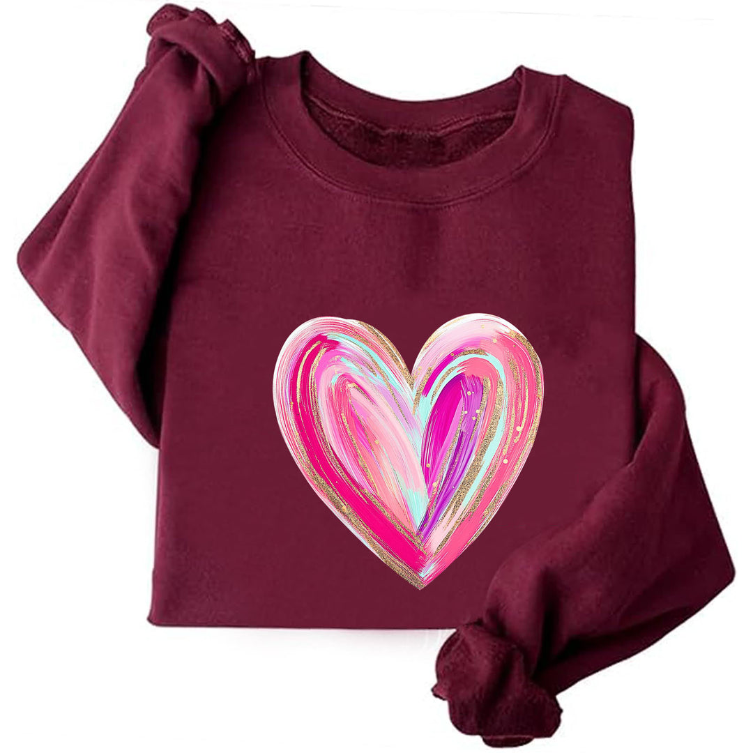 Kvinnenes sweatshirt med kreativ hjerte design Skjora