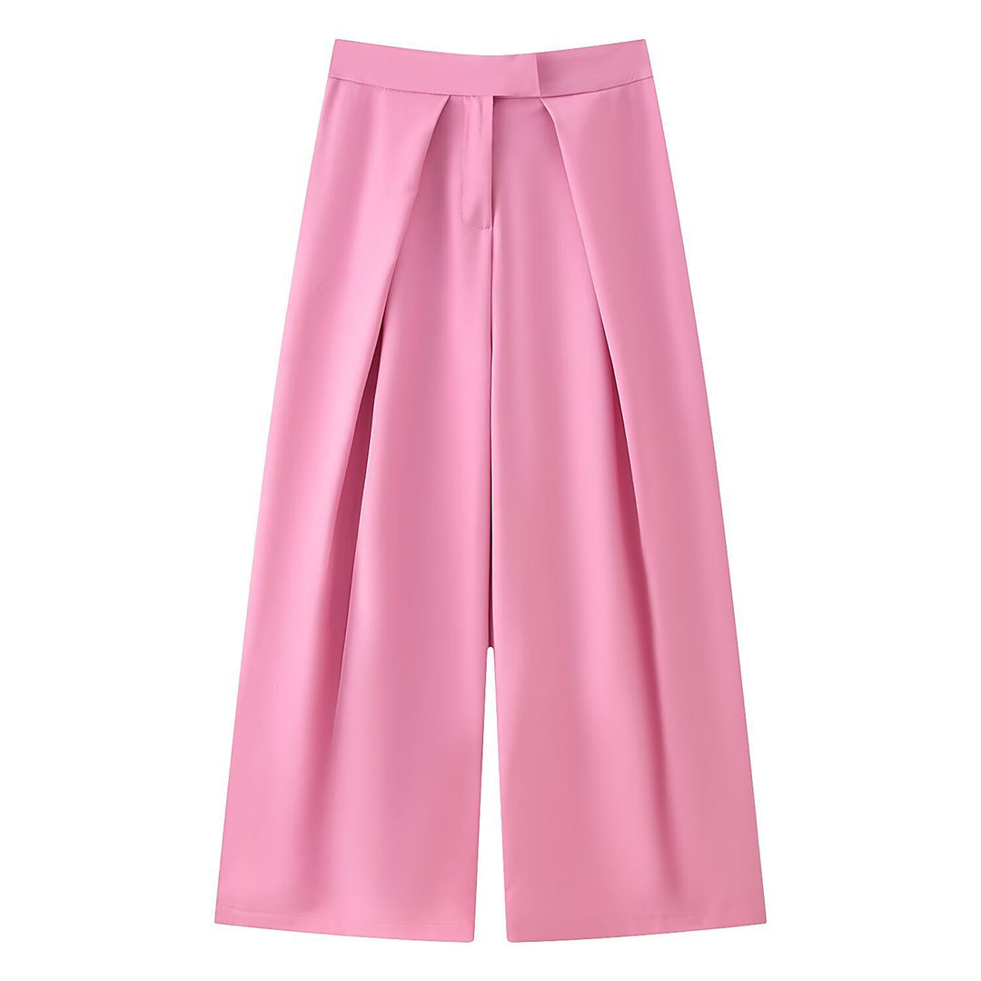 Damer vidt skjært culotte-bukse med elegante folder og høy midje Skjora
