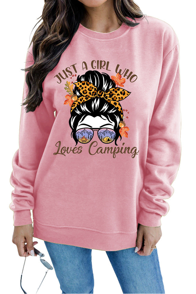 Kvinne sweatshirt med kunstnerisk campingmotiv Skjora