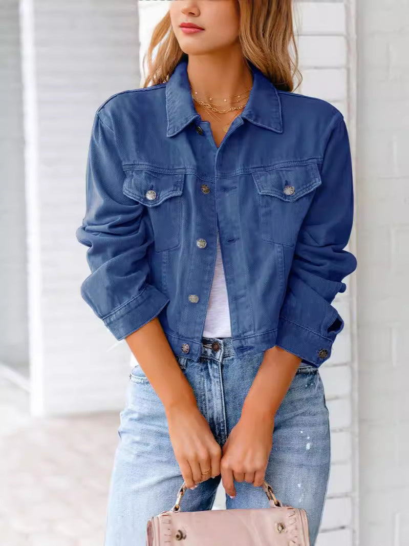 Dame Korte Denim Jakke med Modisnitt Skjora