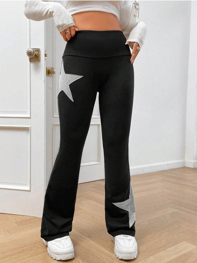Damer ledige Bootcut-Leggins med stjernemotiv Skjora
