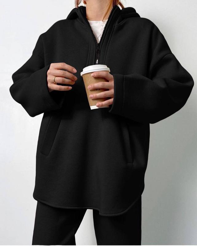 Kvinnelig komfortabel fleece dress sett med kort glidelås og store lommer Skjora