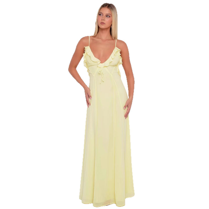 Kjoler Elegant Maxi Kjole med Off-Shoulder Volang Dekorasjon og Tilpassbart Design Skjora