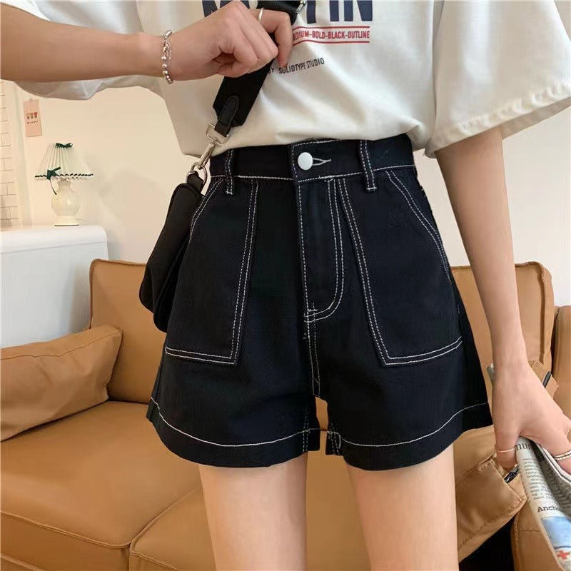 Damer Høy midje shorts med en avslappet kutt og praktiske lommer
