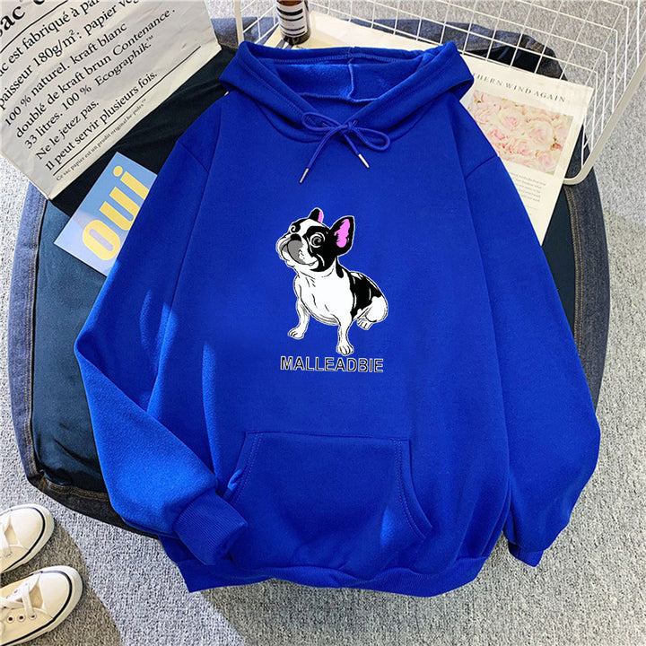 Dame hettegensere med kreativ fransk bulldogmotiv Skjora
