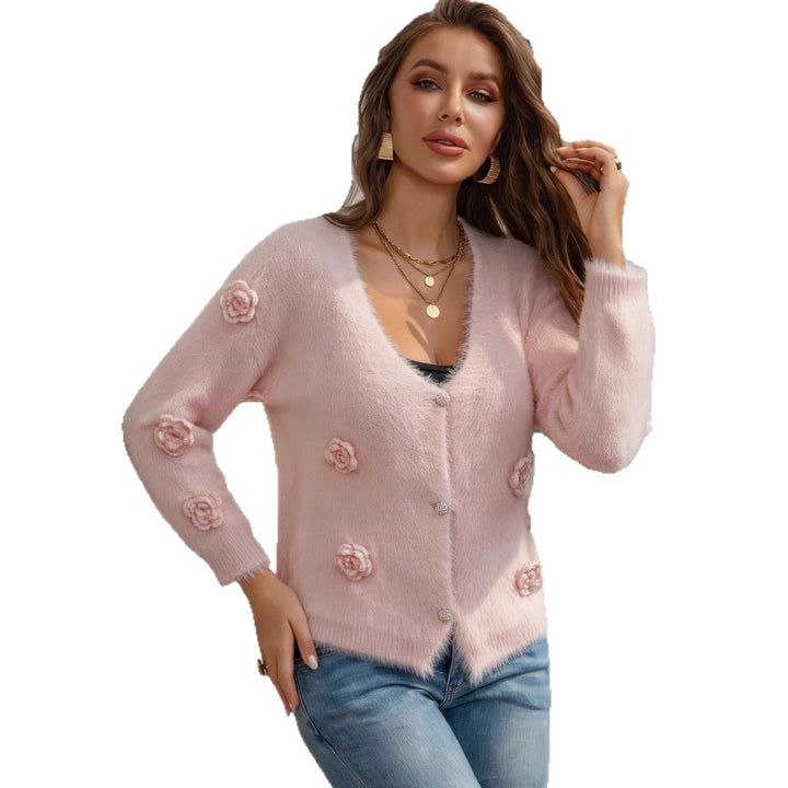Kvinnens myke cardigan med blomstermønster Skjora