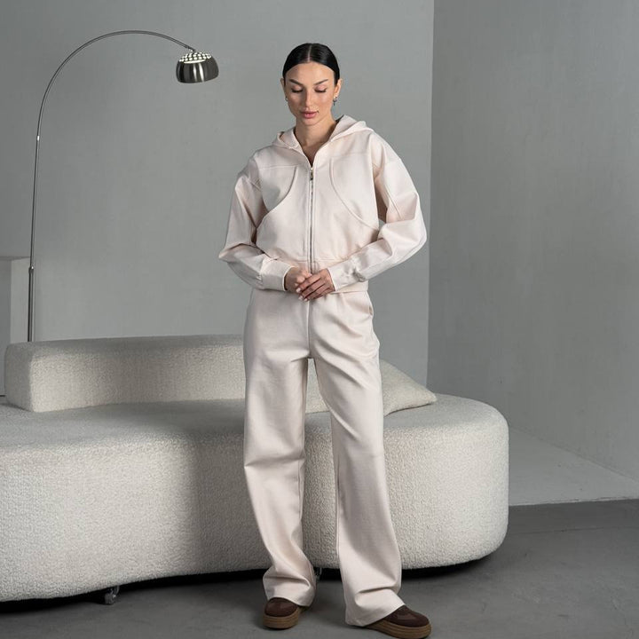 Dame Sporty Hoodie Jakke med Praktiske Lommer Skjora
