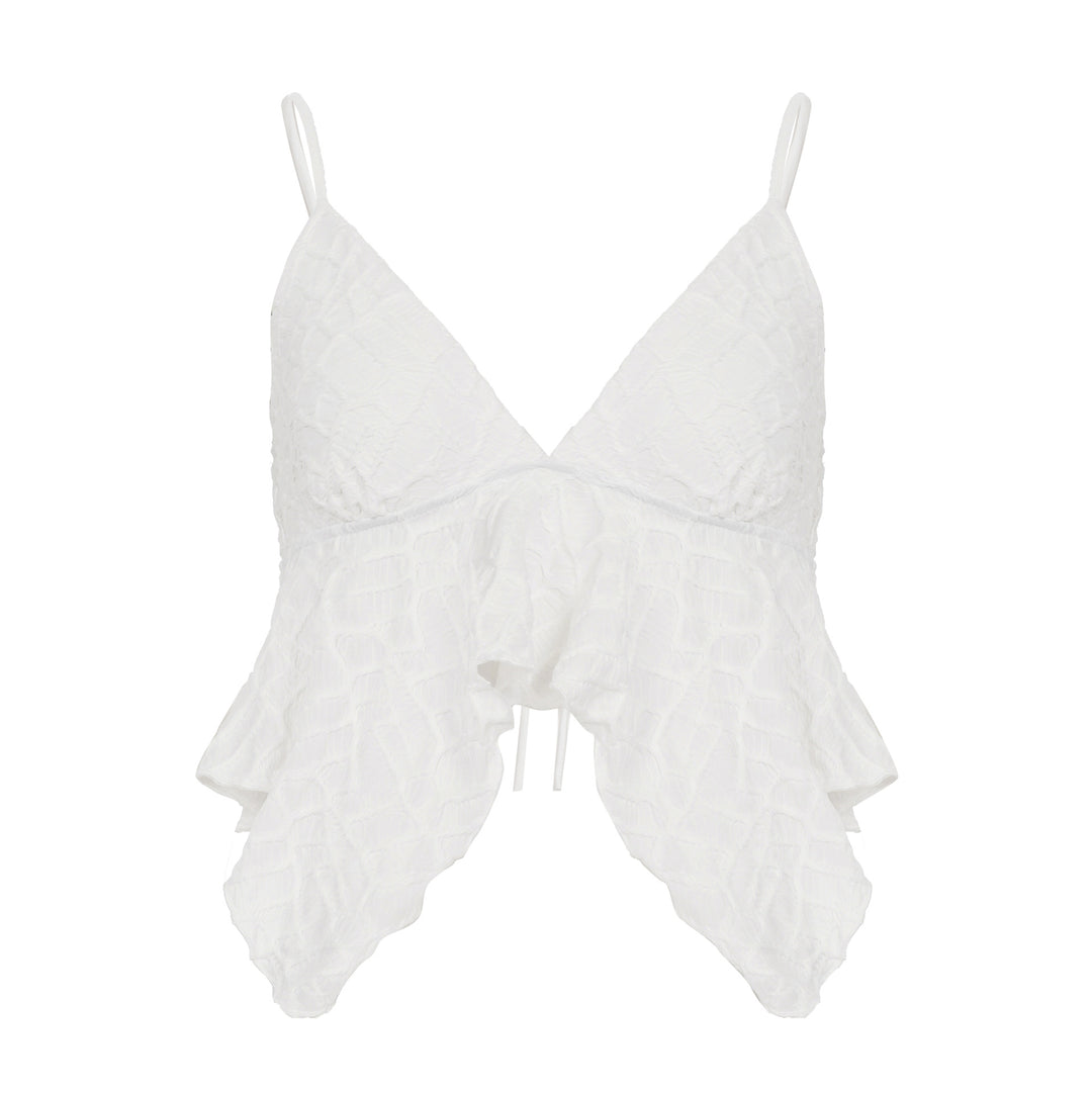 Dame leken Crop-Top med elegante volanger detaljer Skjora