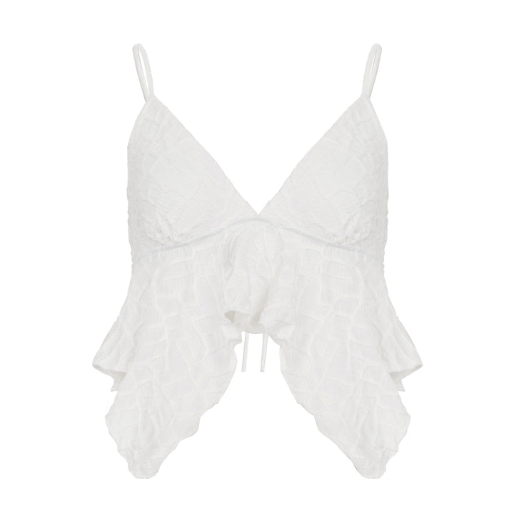 Dame leken Crop-Top med elegante volanger detaljer Skjora