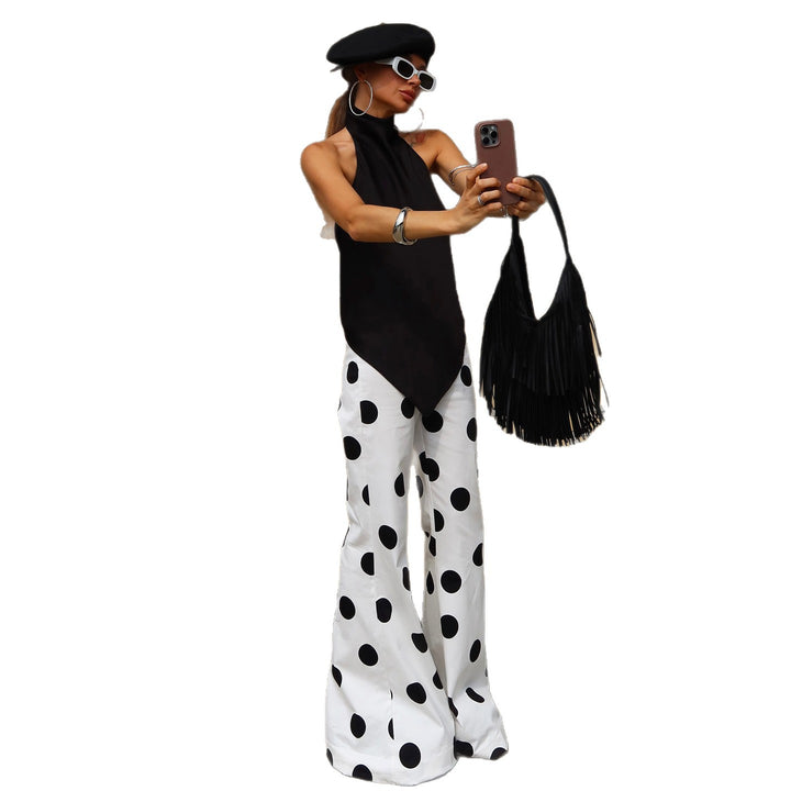 Dame Fashion Baggy Bukser med stilfullt prikkete design Skjora