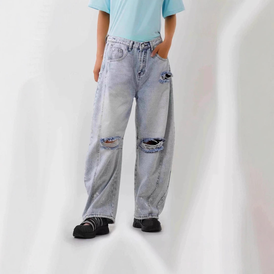 Dame vidt skjærte Destroyed Jeans Skjora