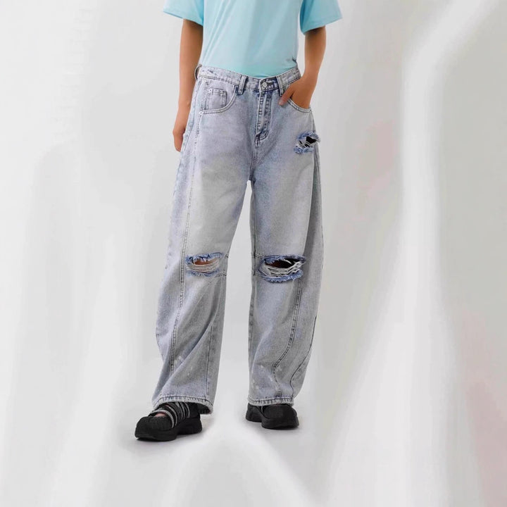 Dame vidt skjærte Destroyed Jeans Skjora
