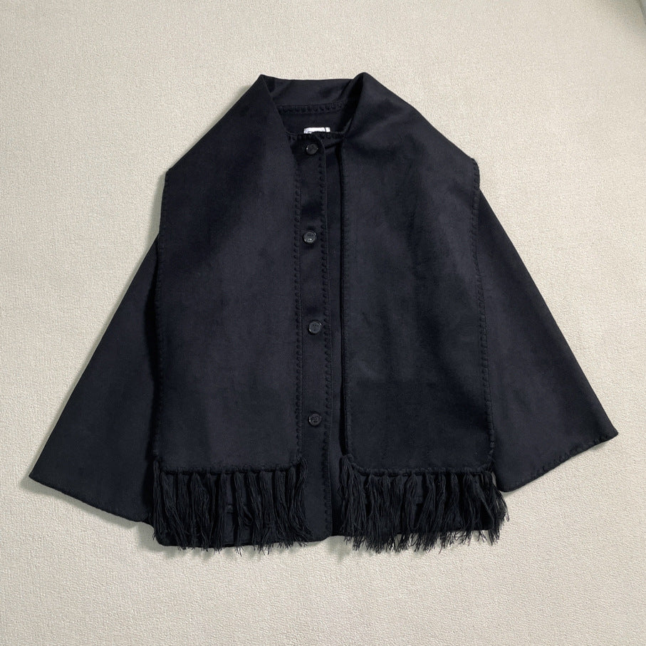 Dame elegant og allsidig Ull Poncho Skjora