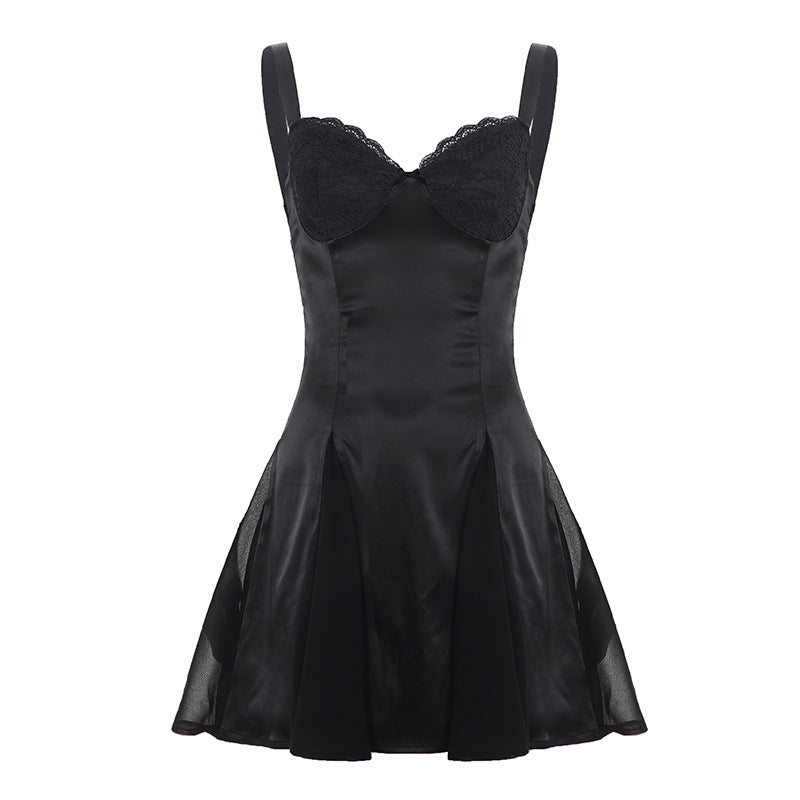 Damer elegant cocktailkjole med spitze-bustier og svingende skjørt Skjora