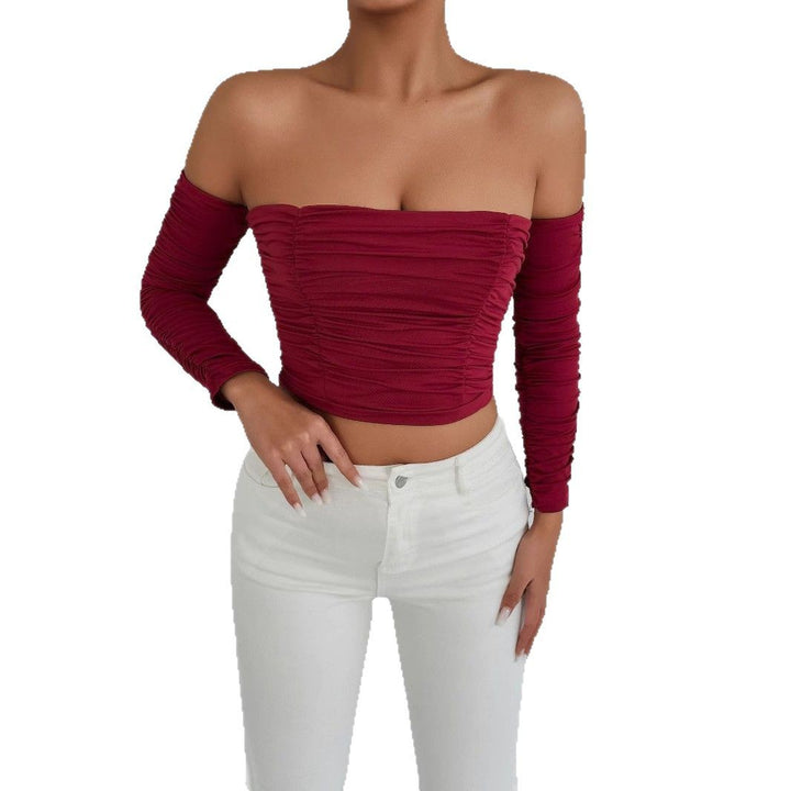 Dame Off-Shoulder Crop Top med folder Skjora