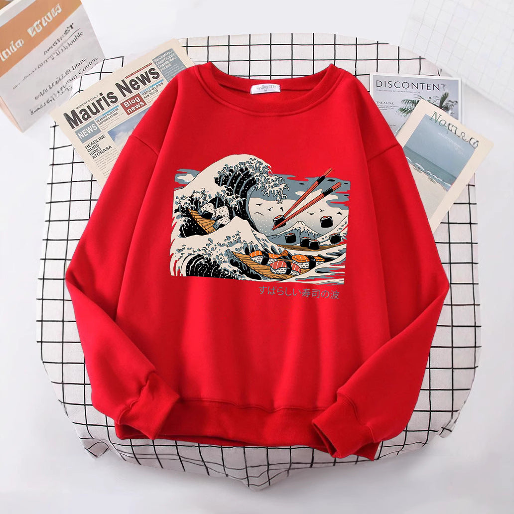 Dame sweatshirt med kunstnerisk bølgedesign og behagelig passform Skjora