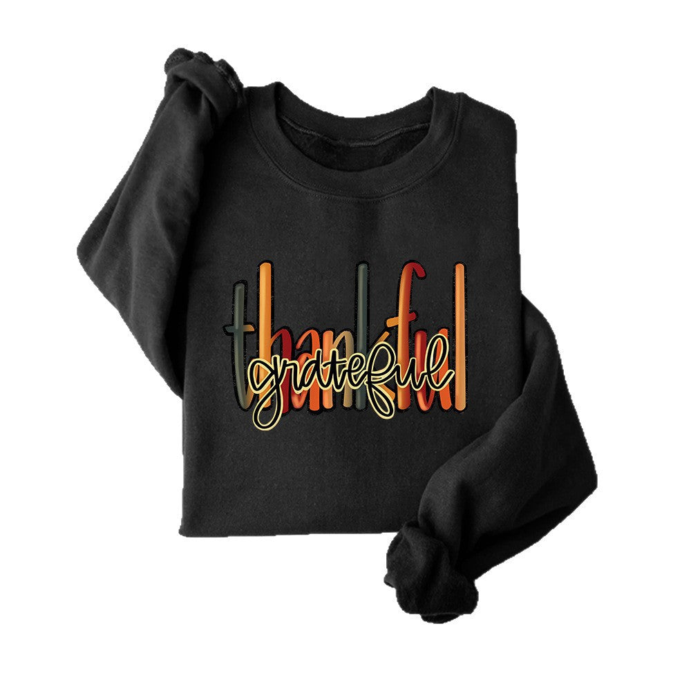 Dames sweatshirt med kreativ "thankful" tekst og behagelig passform Skjora