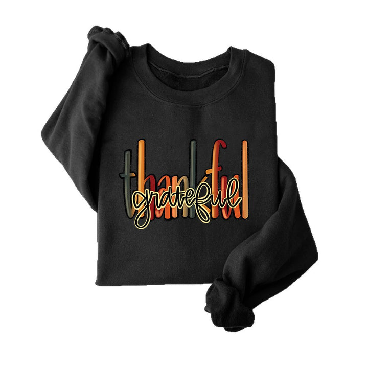 Dames sweatshirt med kreativ "thankful" tekst og behagelig passform Skjora