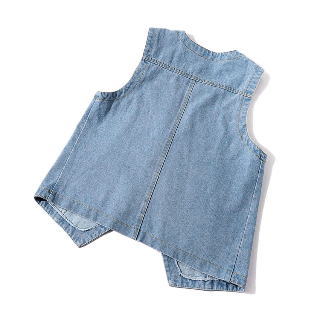 Damer casual denim vest med knappdetaljer og påsydde lommer Skjora