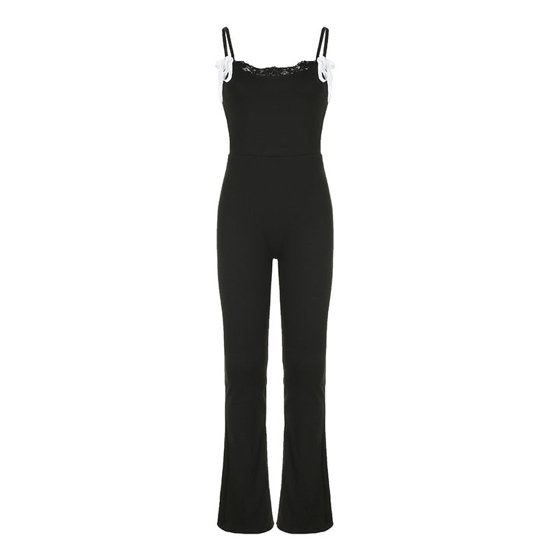Dame Jumpsuit med blonder og justerbare stropper Skjora
