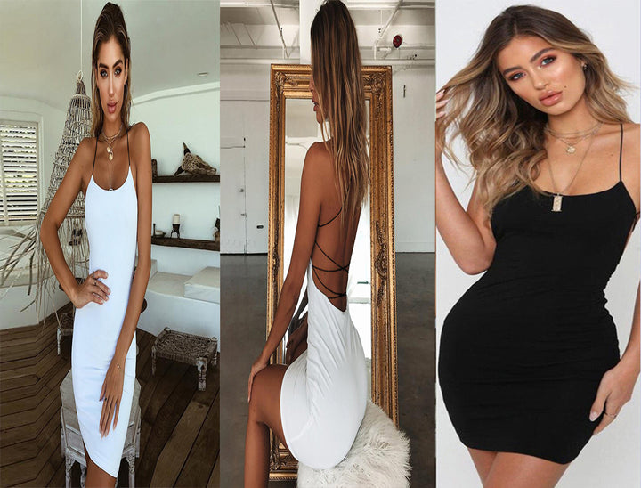 Women's Sexy Sleeveless Spaghetti Strap Mini Dress Skirt