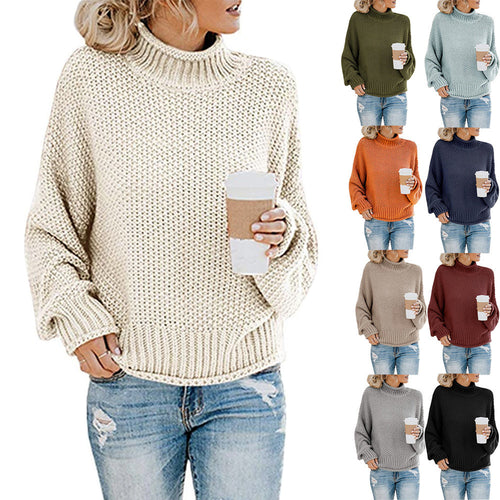 Dame chunky strikket turtleneck genser med en avslappet passform Skjora