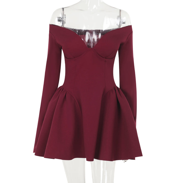 Damer elegant off-the-shoulder minikjole med vidde skjørt Skjora