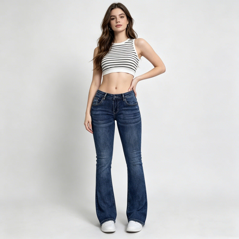 Damer Flared Jeans i klassisk 70-talls stil med høy midje Skjora