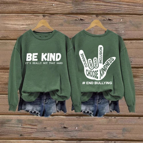 Dame sweatshirt med positiv melding og kreativ hånddesign Skjora