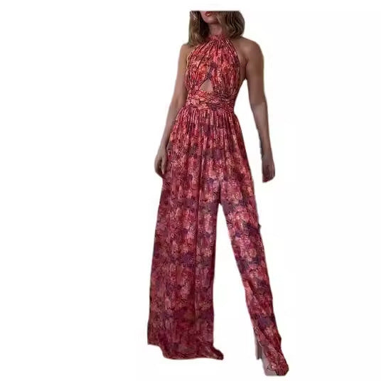 Kvinner Halter Maxi Kjole med spennende utskjæring og flytende skjørt Skjora