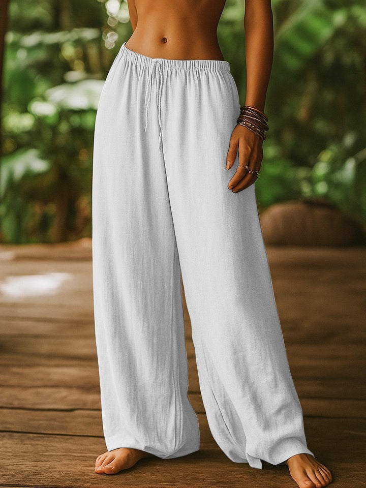 Ladies Wide Cut Summer Trousers with Elastic Waistband and Drawstring Skjora