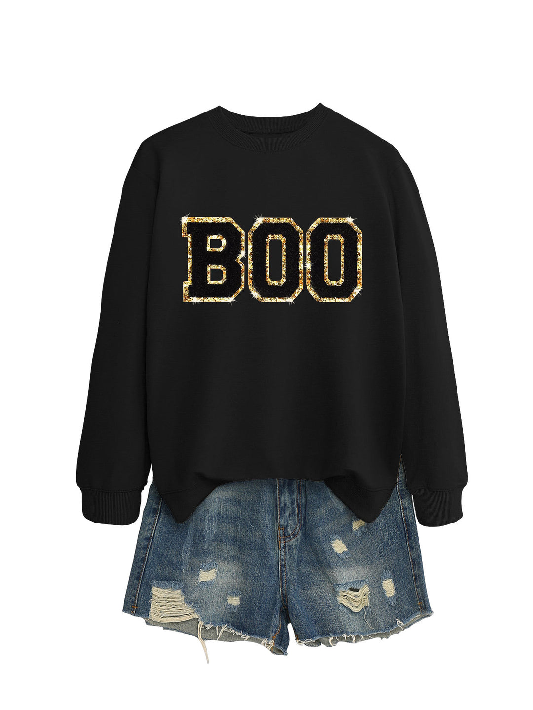 Damer sweatshirt med glitrende trykk Skjora
