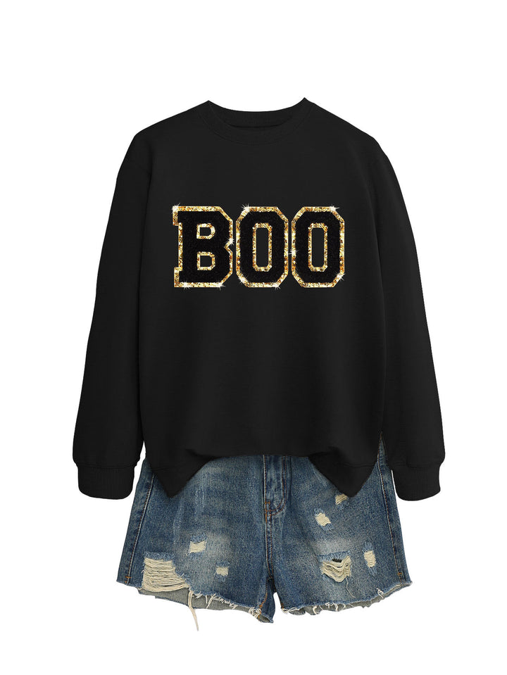 Damer sweatshirt med glitrende trykk Skjora