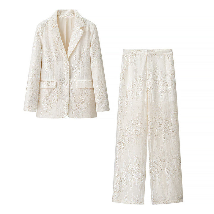Kvinner Elegant Paljett Blazer Jakke i Fashionable Design Skjora
