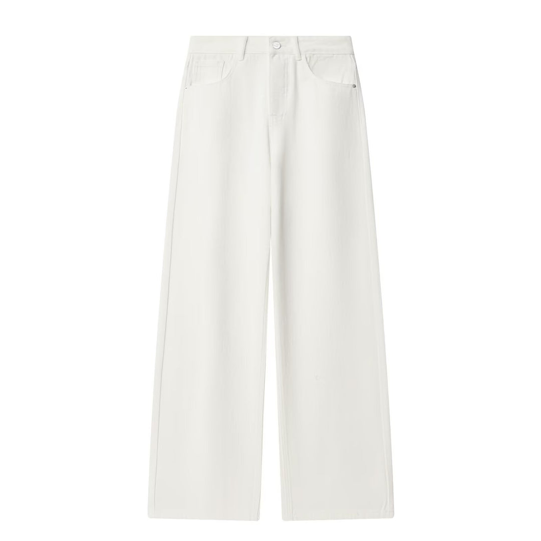 Women's Vintage High Waist Wide Leg Jeans with Authentic Denim Skirt