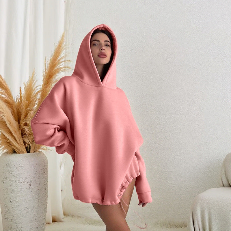 Kvinne oversized hettegenser med justerbar midje og kengurulomme Skjora