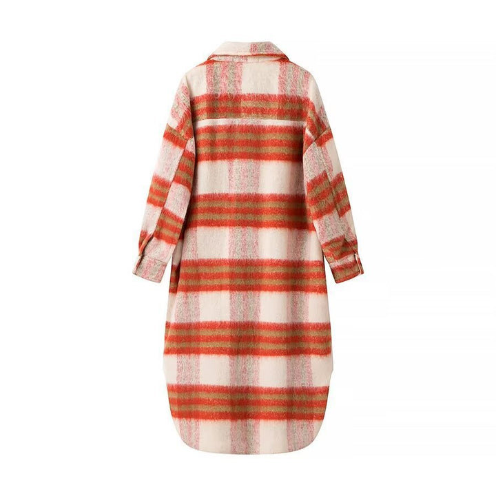 Women's fashionable oversized checkered wool coat Skjora