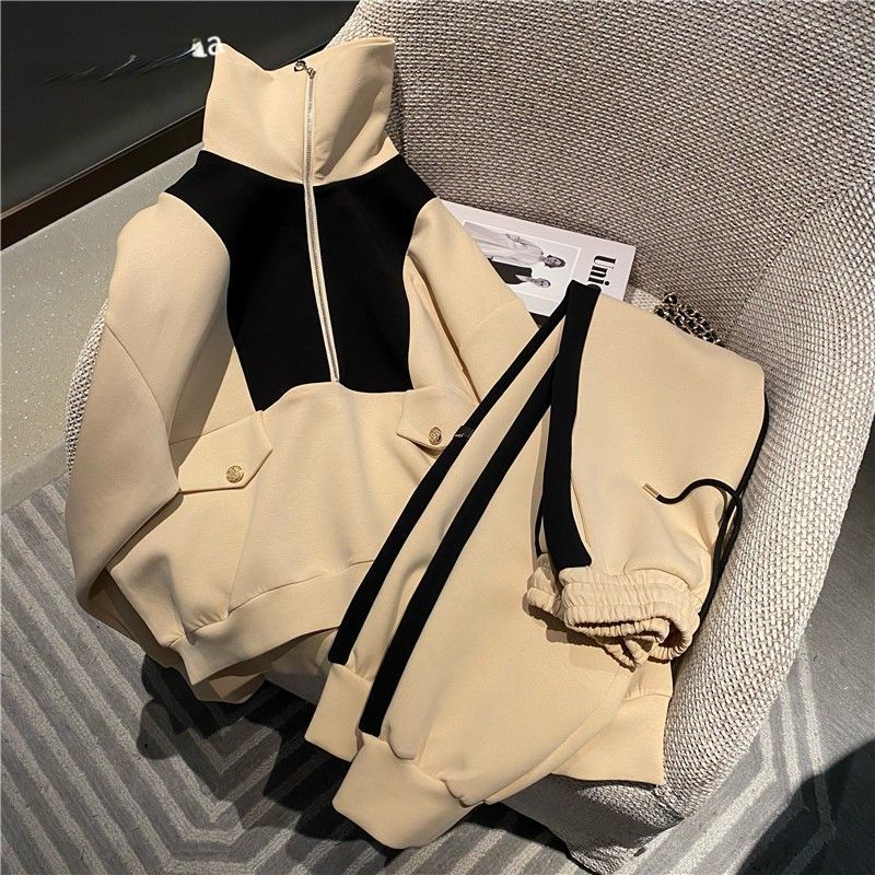 Kvinne Fashion Hettegenser med glidelås og kontrastdetaljer Skjora