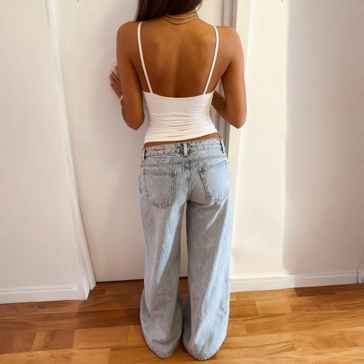 Damer høytrukne vide jeans Skjora