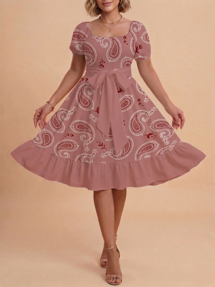 Damen Verspieltes Maxikleid mit Bärenmuster und taillierbarem Band Skjora
