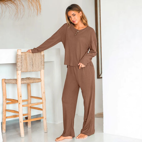Kvinne Cozy Waffle Pyjamasett Skjora