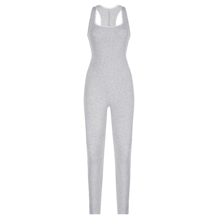 Dame figurnær jumpsuit med smale stropper og glatt finish Skjora